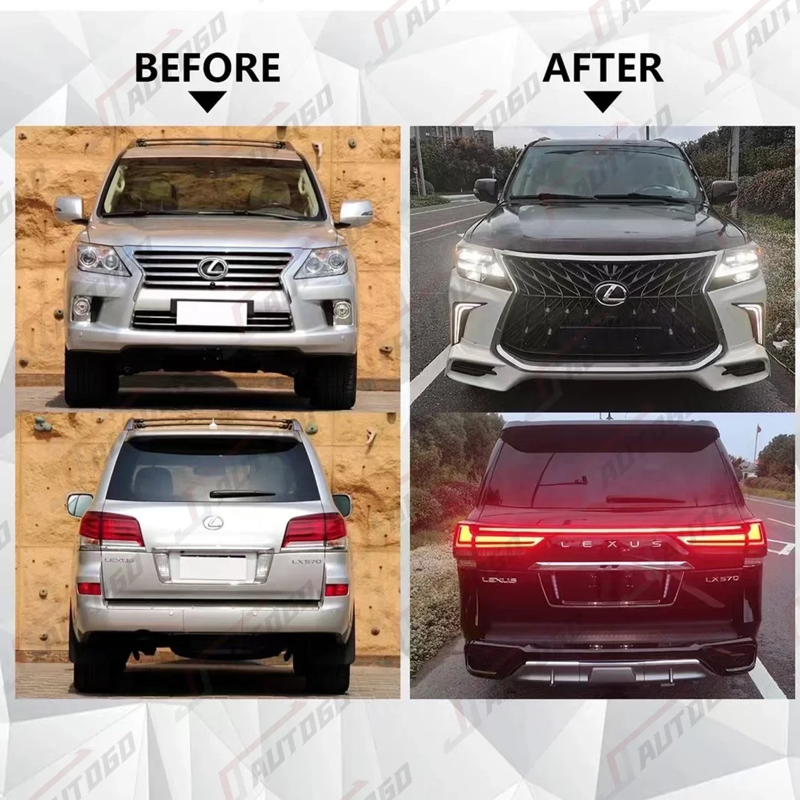 High Performance No Cut Version Easy Body Kit For Lexus LX570 2008-2015 to TRD Style LED Headlight Taillight Bumper assembly