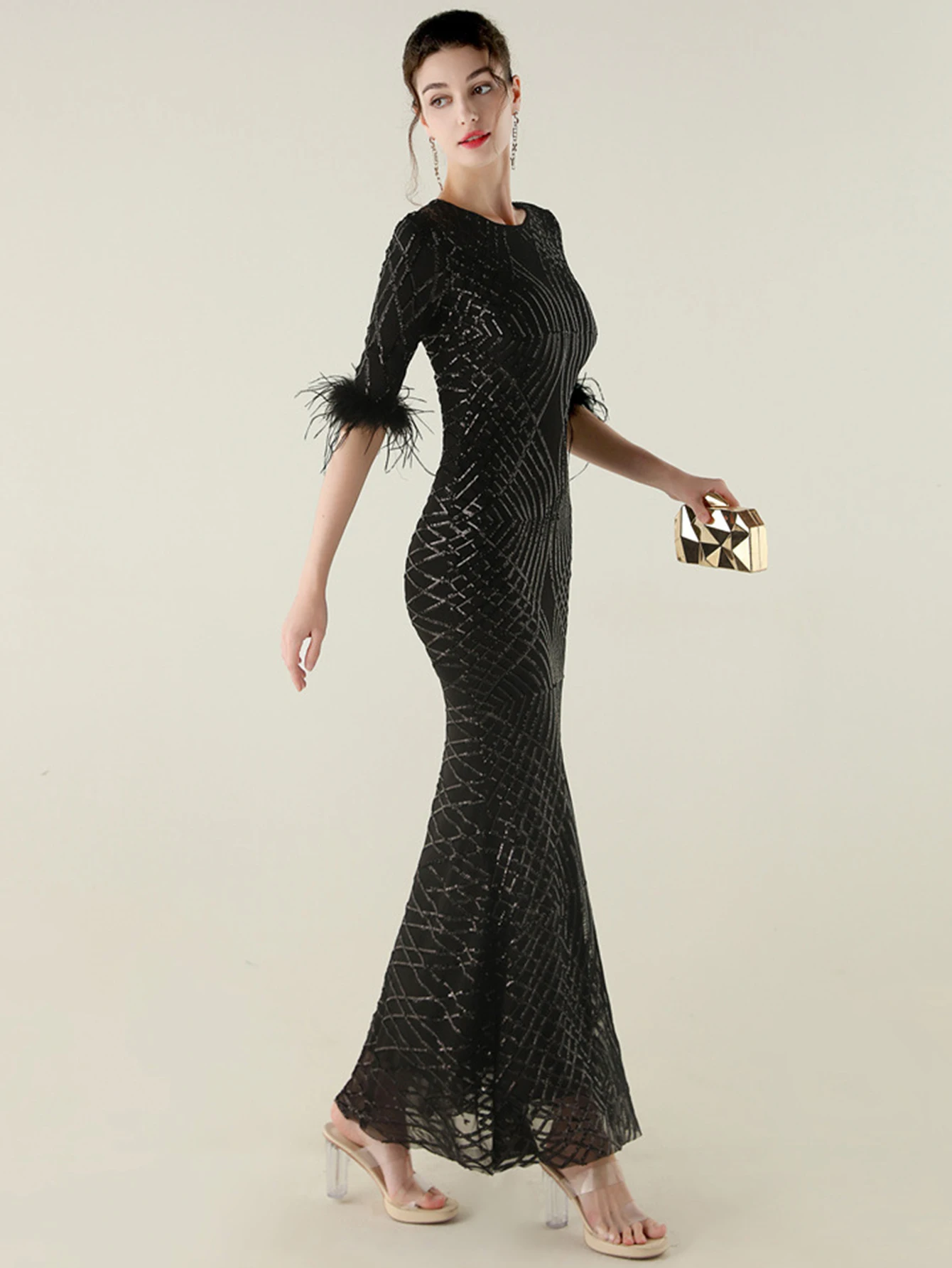 Sexy noir maxi sequin robe d'été femmes élégant luxe fête longues robes 2025 femme cocktail bal robes de soirée vestidos