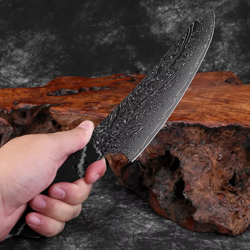 

Damascus Steel Chef's Knife Black Blank Blade Handmade DIY Full Tang Integral Damascus Blade Personalized Custom Knife Making