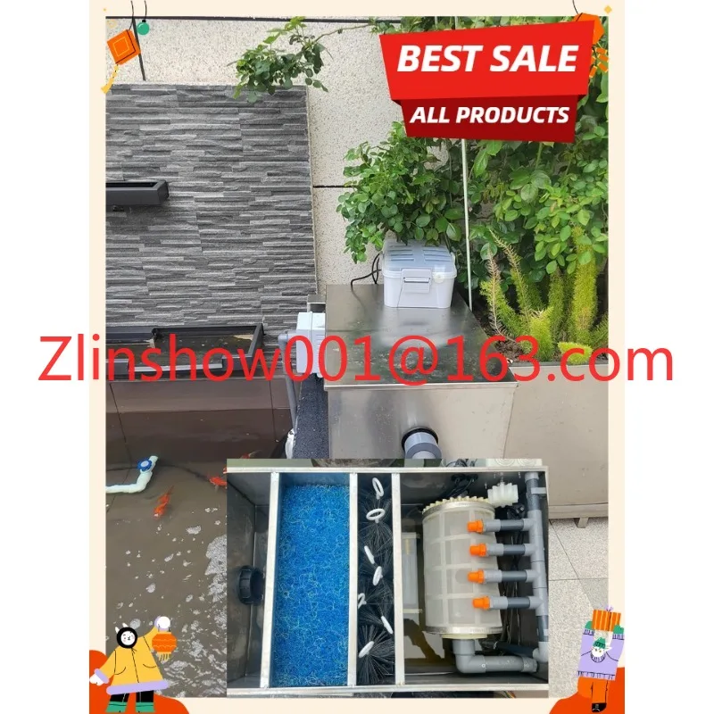 Stainless steel fish pond filter water circulation system silent koi special backwash drum micro filter