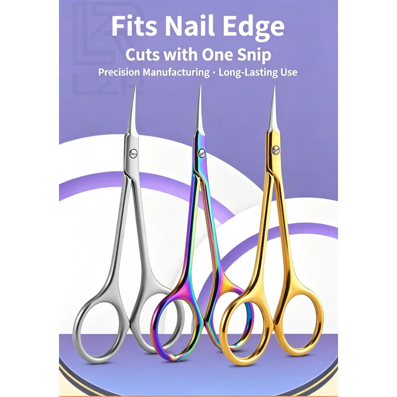 Stainless Steel Cuticle Scissors Dead Skin Remover For Nails Art Clippers Russian Nail Scissors Manicure Curved Tip Scissor