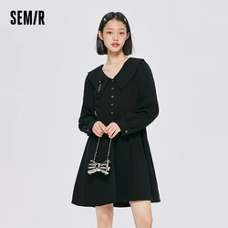 Semir Dress Women Love Shows High Thin And Cute 2023 Autumn New Sweet Cool Girls' Fitted Lapel Dresses