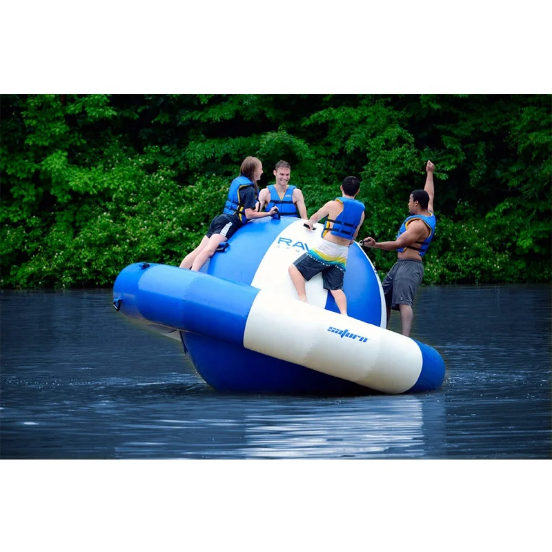 PVC tarpauline durable Dia 4meter 13 feet Floating Water Toy Inflatable Disco Boat Spanning Crazy UFO Inflatable Saturn for Sale