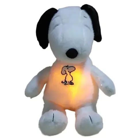 Disney Breathing Soothing Snoopy white dog Plush Doll Sleeping Companion Music and Light Doll Sensory Stuffed Toy Kids Gifts