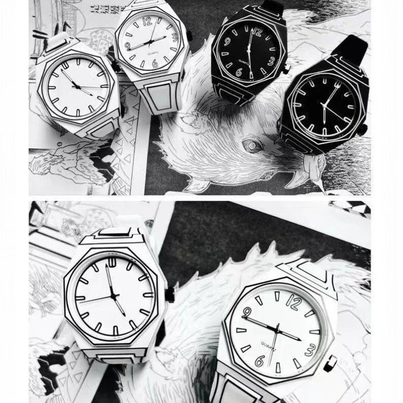 Men's Watch Manga Style Silicone Strap Men's Quartz Watch Fashion Style Clock