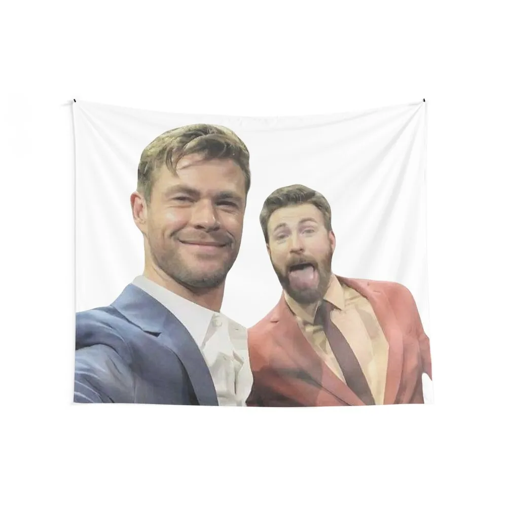

chris evans and chris hemsworth Tapestry Carpet On The Wall Room Aesthetic Wall Deco Tapestry