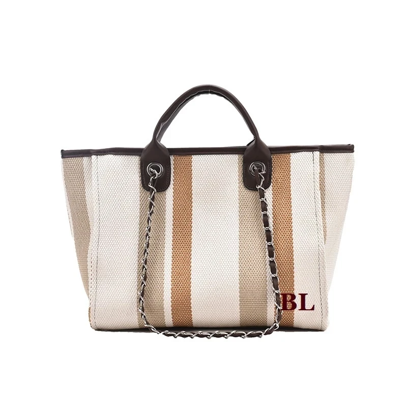 

Personalised Monogram Cocoa Stripe Travel Totes Weekend Jumbo Bags Jet, Custom Initial Bag Jute Shopper Bride Gift Canvas Tote