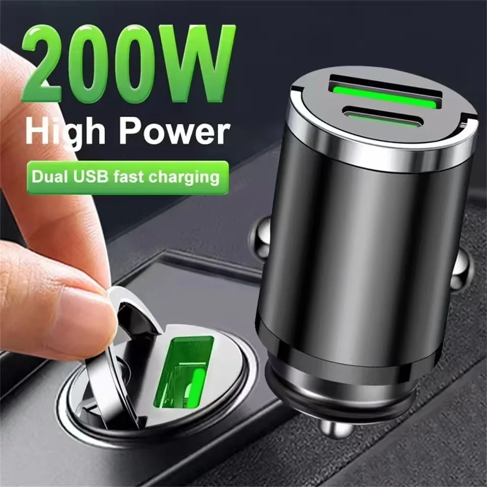 Mini-Autoladegerät mit QC3.0 und PD-Schnellladung, Typ-C-Anschluss. Kompatibel mit iPhone-, Xiaomi-, Samsung- und Huawei-Telefonen.