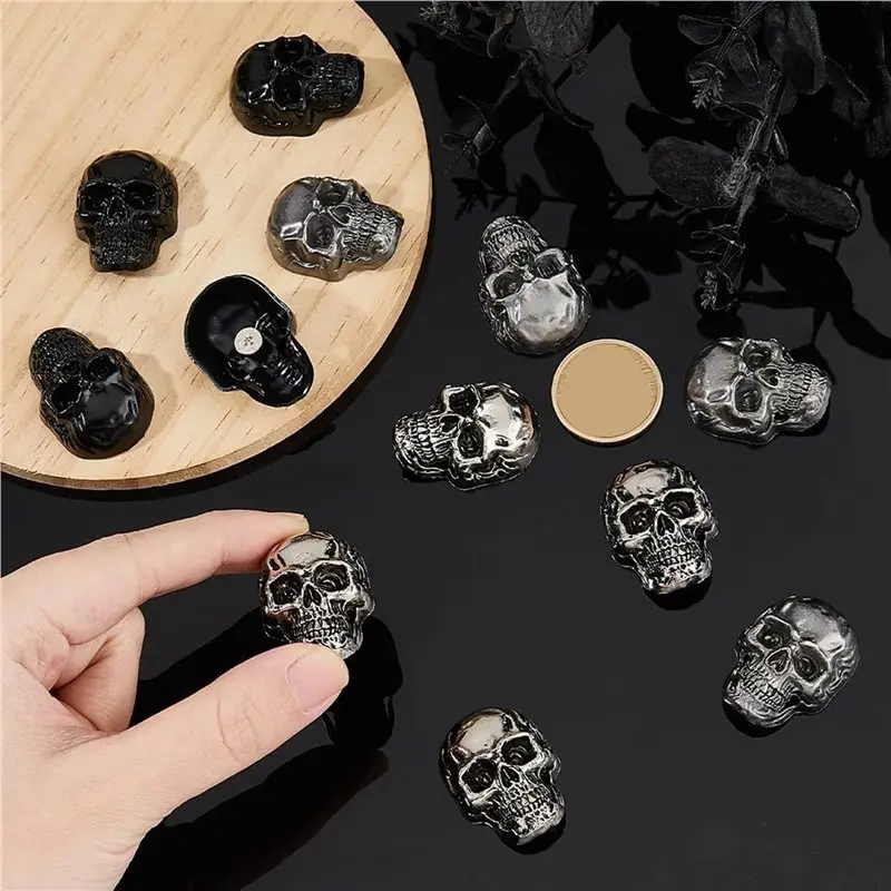 ABGH-36Pcs 3Colors Alloy Skull Stud Rivet Skull Conchos Screw Back Leather Crafting Skull For Punk DIY Craft Decoration