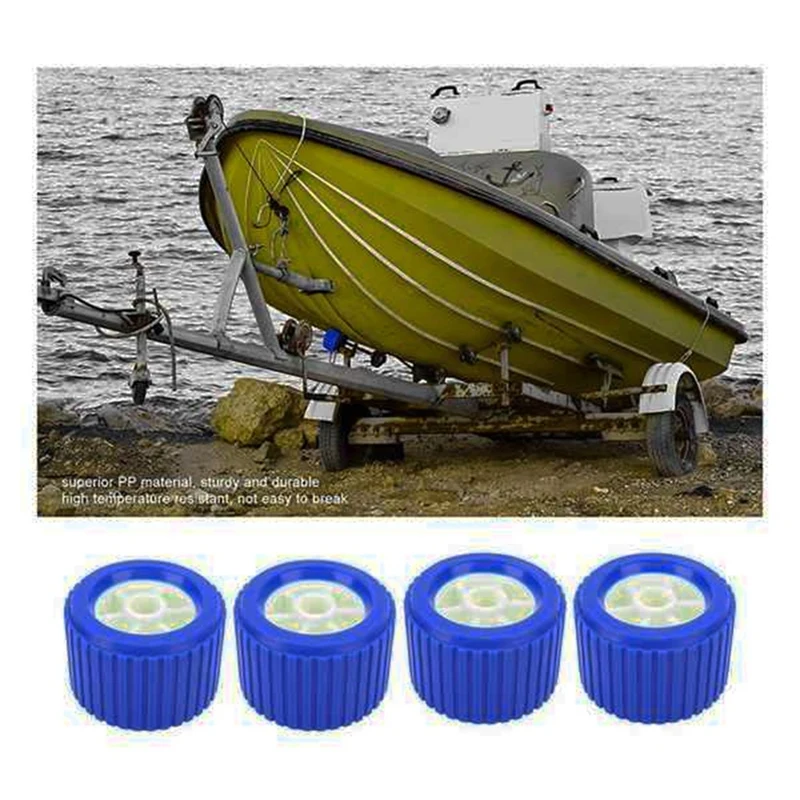 Boat Trailer Ribbed Wobble Rollers, Trailer Roller Boat Ramp Rollers Boat Lift Wheels Kit For Boat Yacht Trailer,4Pcs