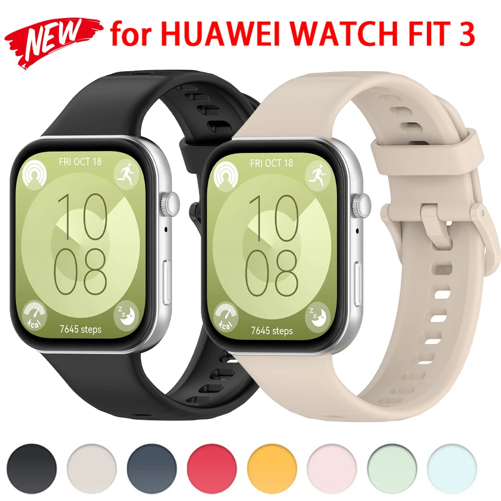 

Silicone Band For Huawei Watch Fit 3 Strap Smartwatch Accessories Replacement Wristband Correa Bracelet Huawei Watch fit3 strap