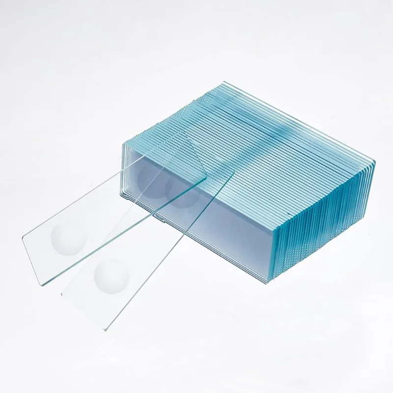 20Pcs Microscope Slides with Double Depression 76.5x25mm Glass Double Concave Slide Pre-Cleaned Rectangle Cover Slips