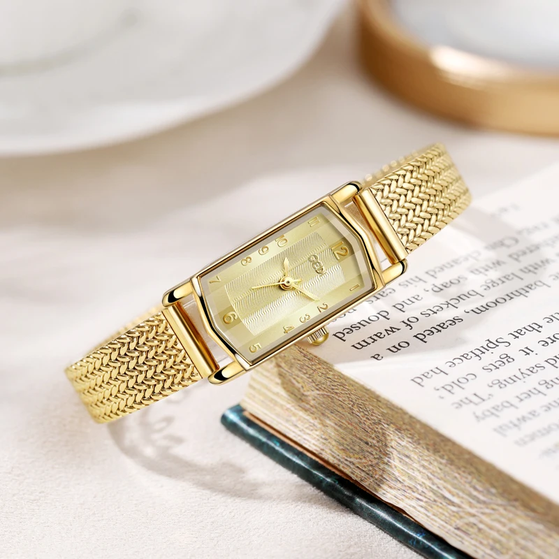 Small gold wheat watch niche high-end waterproof watch for women stainless steel quartz watch