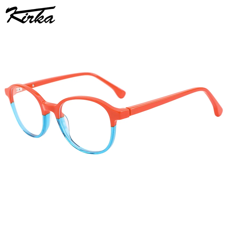 Kirka Optical Unisex Kids Eyeglasses Frame Acetate Tortoise Pattern Separate Color Child Glasses WK3040