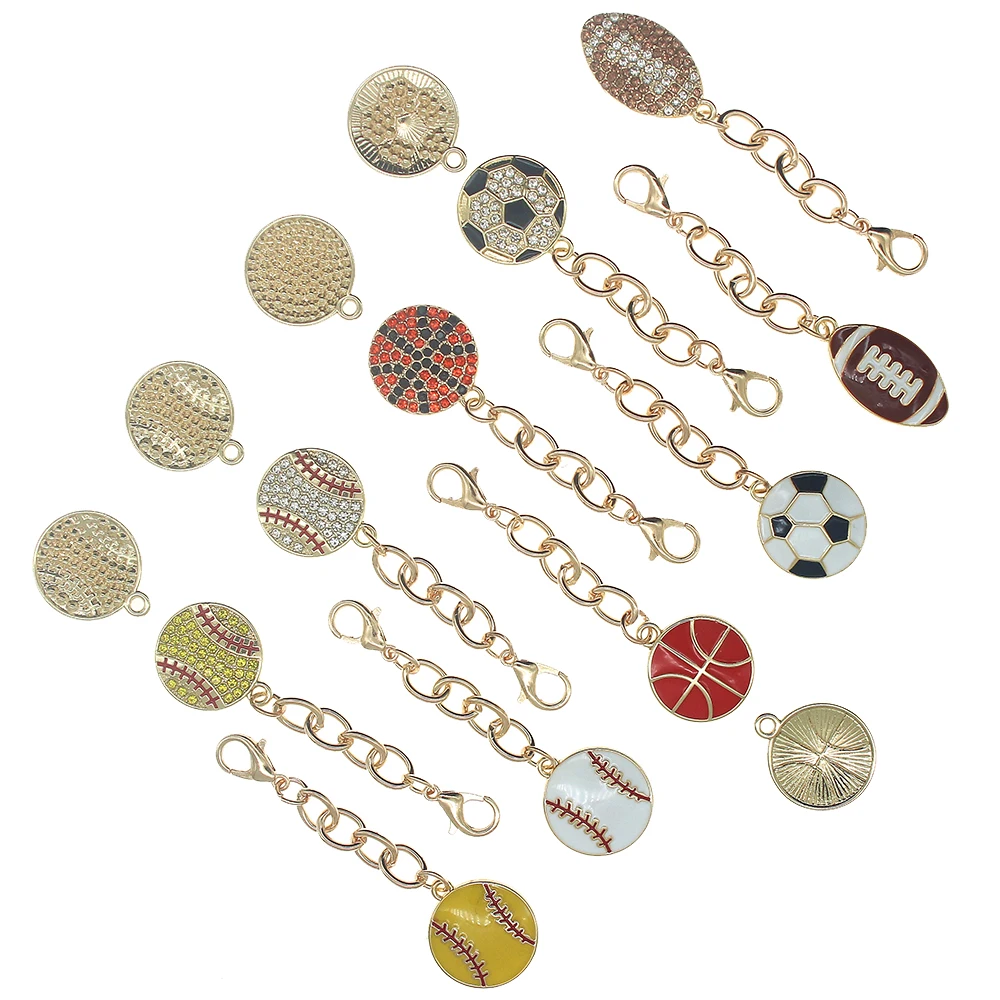 1pcs Alloy American Football Basketball Volleyball Baseball Chain Ball pendant collection bag charm key For Enamel DIY Jewelry