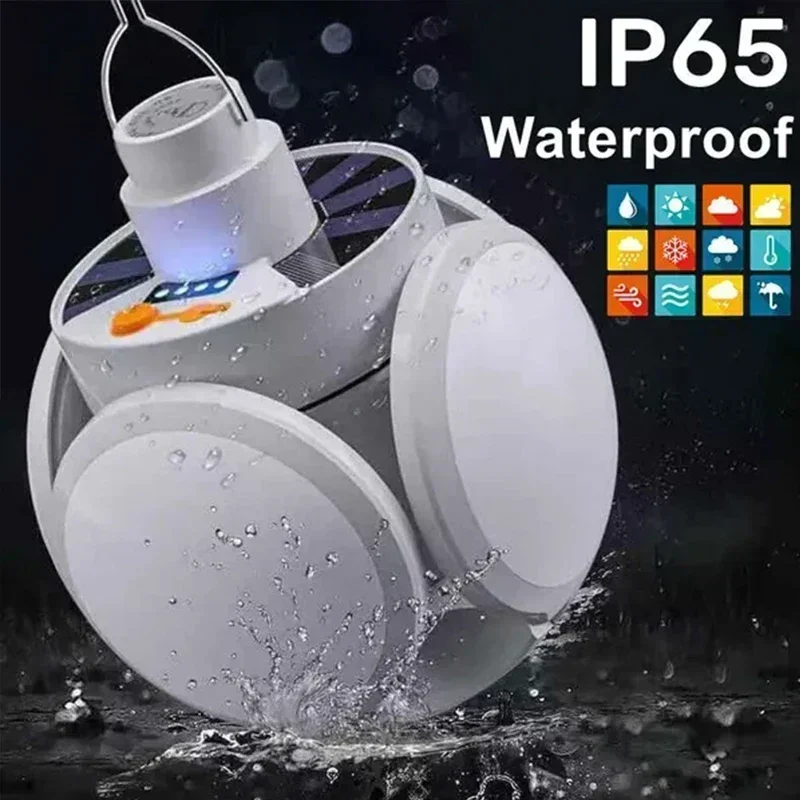 Solar Energy Camping Lamp 5 Modes SOS Waterproof USB Rechargeable LED Remote Control Foldable Lantern Portable Emergency Lamp