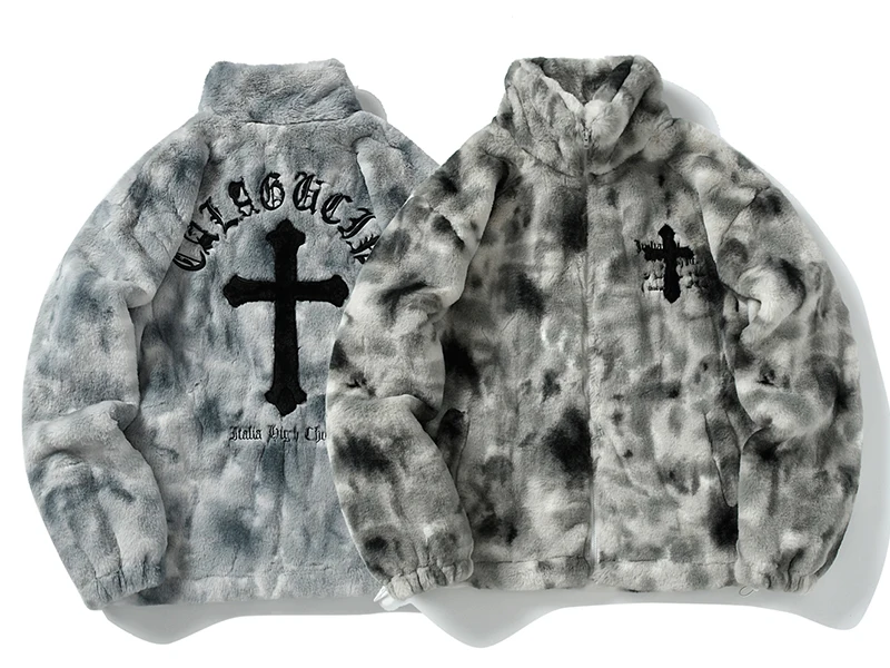 HISTREX Men Rabbit Fur Jacket Parkas,Hip Hop Fluffy Coat,Winter Fleece Overcoat,Outerwear Streetwear,Korean Women Y2k Clothing