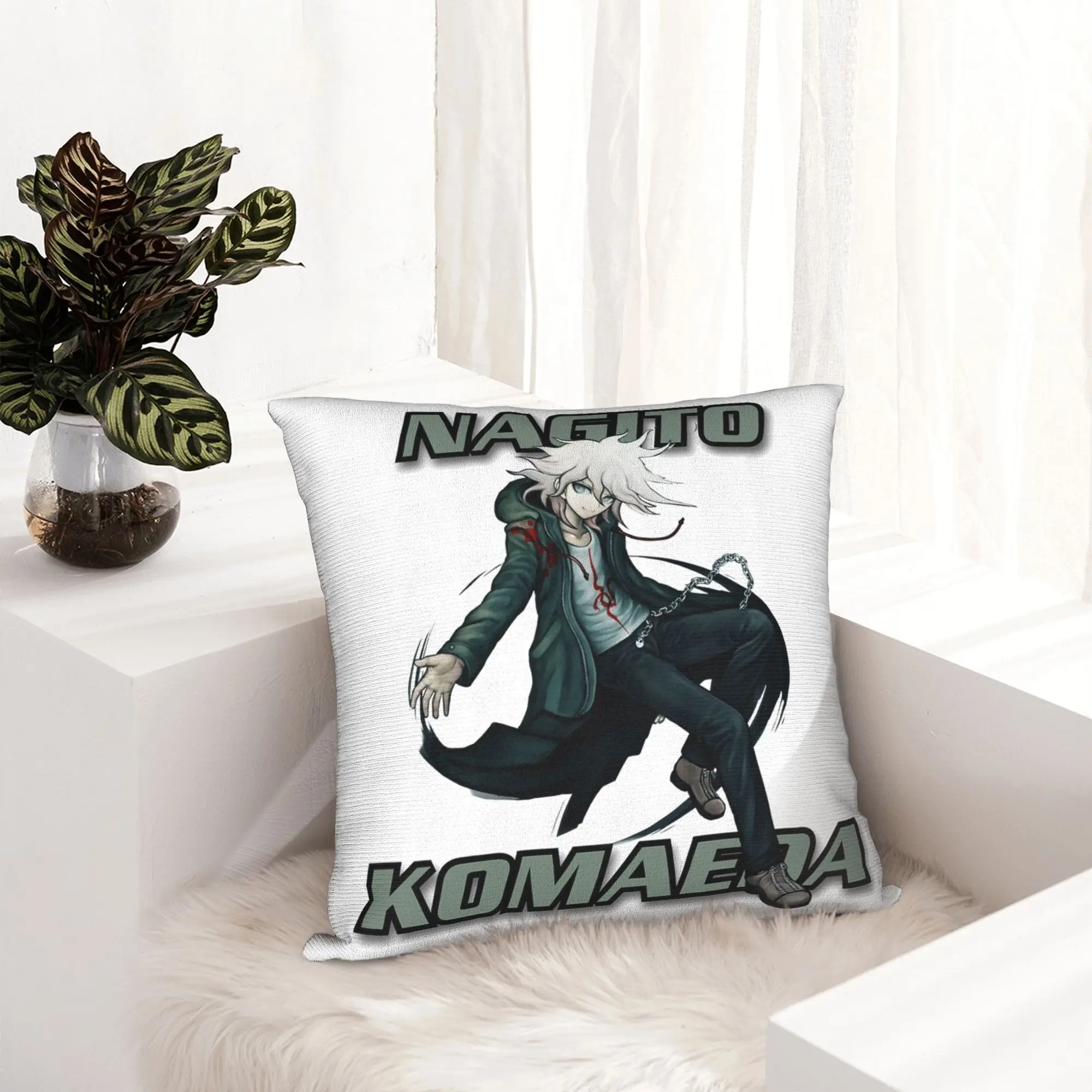 Nagito Komaeda Anime Pillowcase Soft Cushion Cover Gift Throw Pillow Case Cover Home Zipper