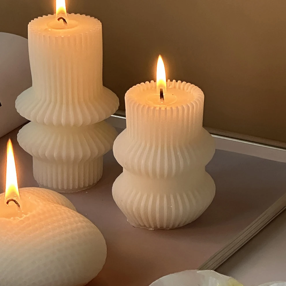 ثلاثية الأبعاد شريط شمعة حامل قالب من السيليكون هندسية أسطواني شمعة معطرة الصابون الجبس قالب خرسانة لتقوم بها بنفسك الحرفية ديكور المنزل