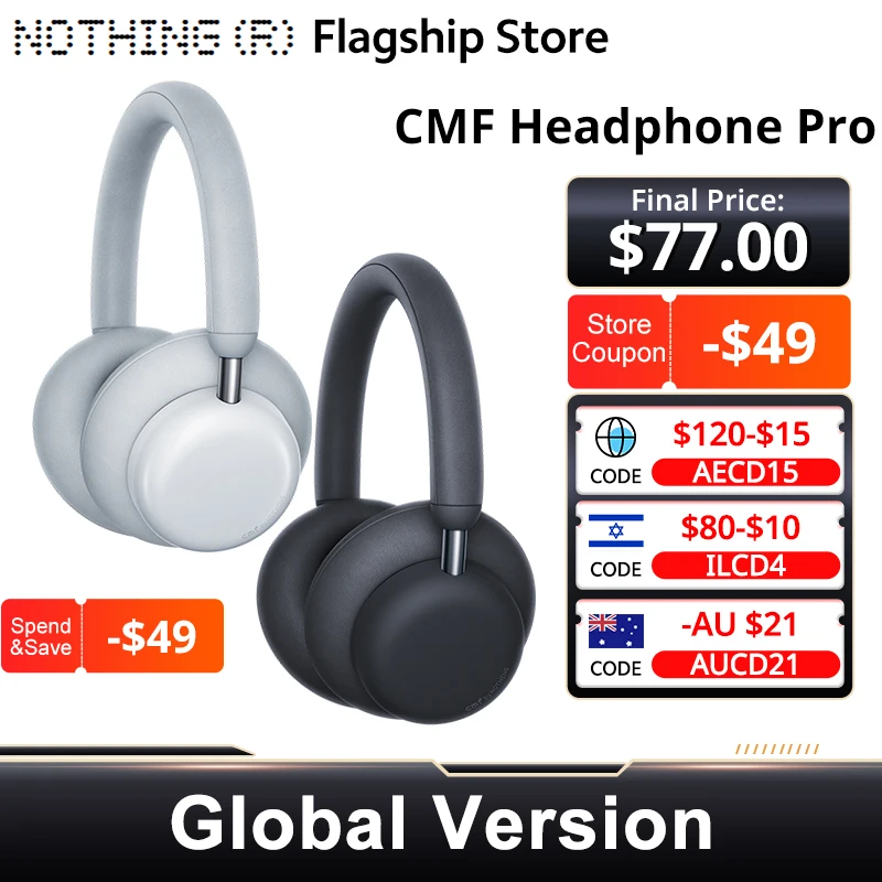 Global Version CMF Headphone Pro Wireless Headphones Up to 100-Hour Battery Life  ANC Blocks up to 99% off Noise Bluetooth 5.4