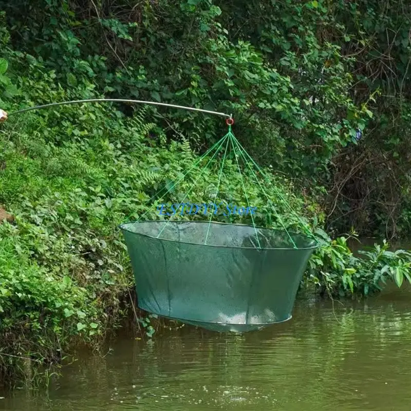 G6DE Large Open Mouth Foldable Fishing Net Durability Nylons Meshes With Baits Bag for Efficient Catching In River Lake Pond