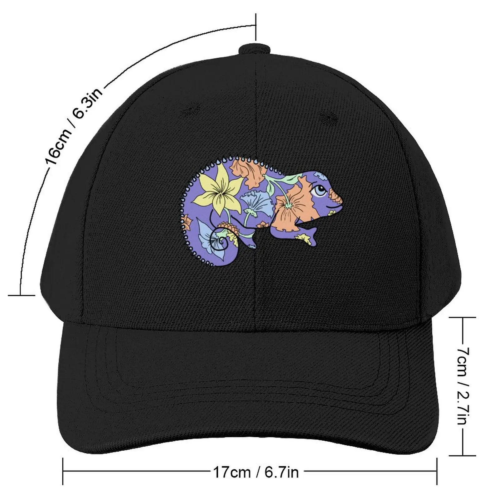 purple flower chameleon Baseball Cap Snap Back Hat birthday Male Women's