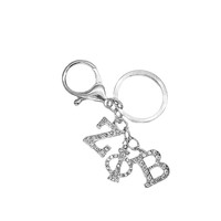 Fashion Women Bag Decor White Rhinestone ZOB Greek Letters ZETA PHI BETA Sorority Key Chain Accessory