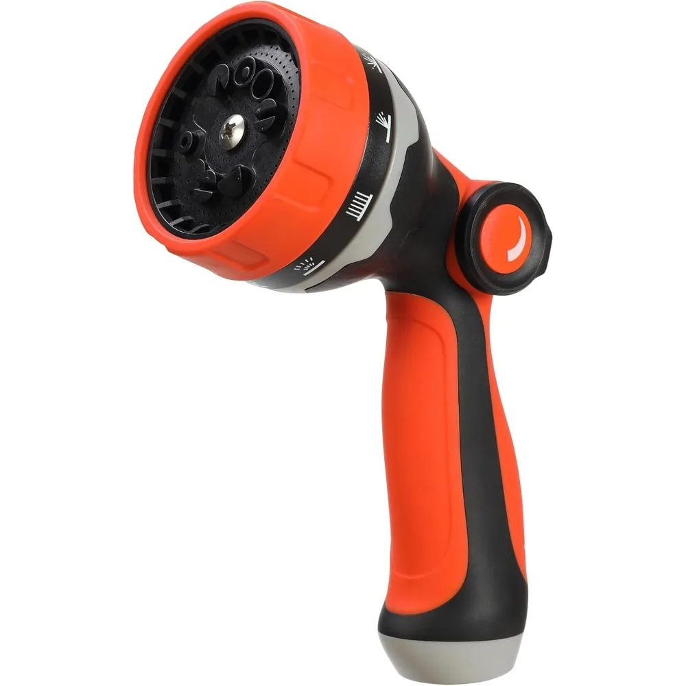 

High Pressure Garden Hose Nozzle Sprayer Heavy Duty -10 Spray Pattern Water Hose Nozzle for Outdoor, THUMB CONTROL On Off Valve,