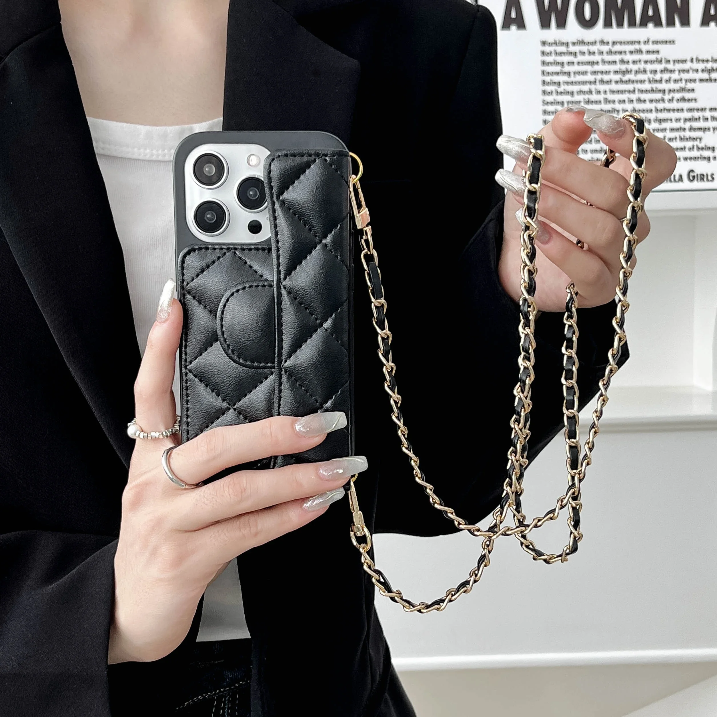 Crossbody Lanyard  Wallet Phone Case for IPhone 14 15 13 12 11 Pro Max Card Slot Holder Leather All Inclusive Cover