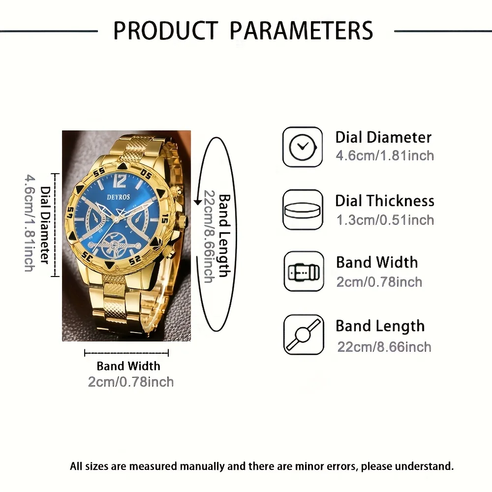 6pcs/3pcs New Men's Fashion Customized Round Quartz Watch Combo Set Birthday Back to School Season Gifts for Friends and Family