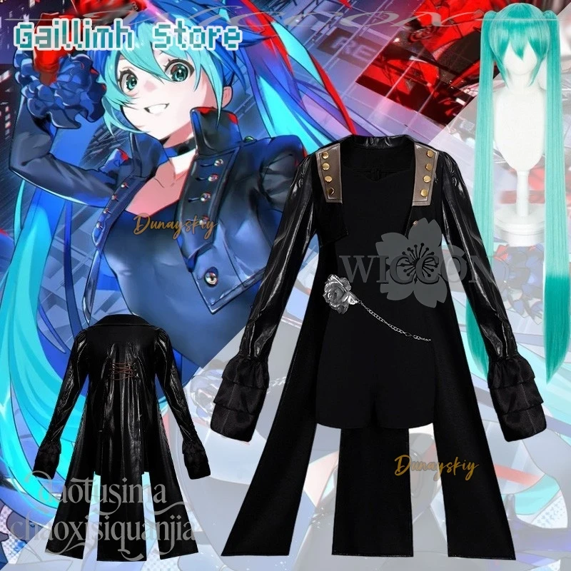 

Anime Game Project Sekai Crossover 5 Cosplay Mikkuu 코스프레 의상 Phantom Thief Uniform Goth Jumpsuit Long Coat Sexy Suit Halloween