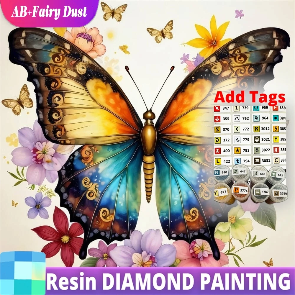 

Resin AB Fairy Dust New Arrival Diamond Mosaic Butterfly Animal Picture Of Rhinestones DIY Flower Painting Needlework Child Gift