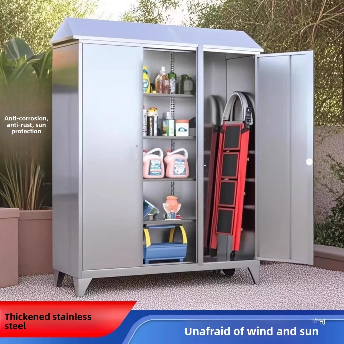 Stainless steel locker waterproof, mildew-proof and rain-proof tool storage cabinet