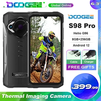 DOOGEE S98 프로 견고한 휴대폰 열화상 카메라, Helio G96, 33W 고속 충전, IP68, IP69K 스마트폰, 8GB + 256GB 