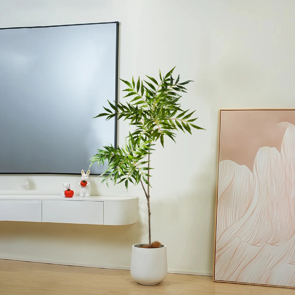 78-140 سنتيمتر شجرة اصطناعية كبيرة اللمس الحقيقي شجرة النخيل البلاستيك Nandina يترك فو طويل القامة نباتات الخيزران للمنزل حديقة مكتب ديكور #3