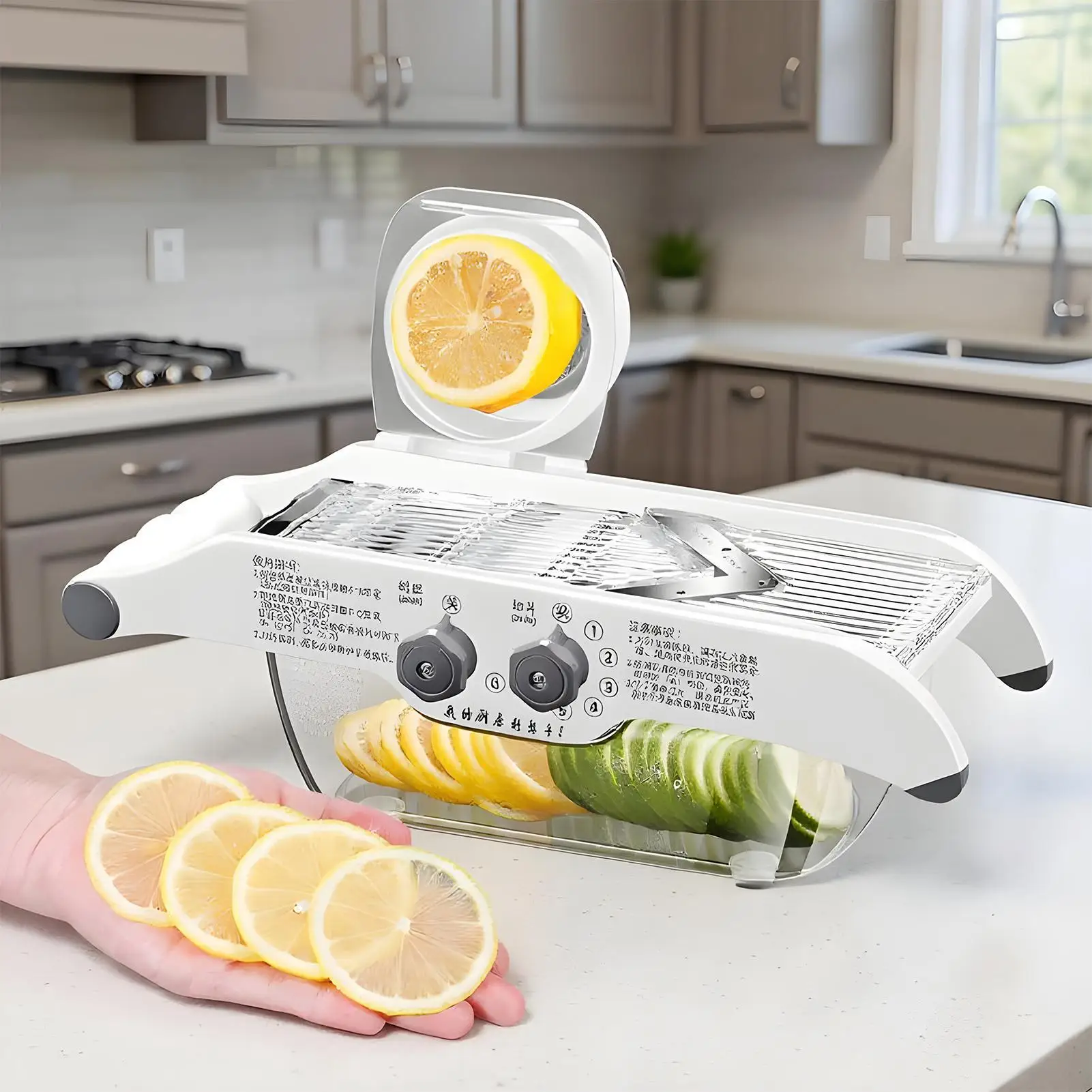 

Kitchen Slicer Cheese Slicer Five Adjustable Settings Kitchen Shredder With Container For Meal Prep Home Cooking BBQ Restaurant