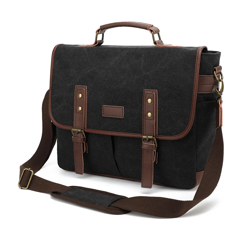 Chikage-Bolso cruzado de lona multifunción para hombre, bolso de mano de gran capacidad para ordenador, maletín portátil Unisex de alta calidad