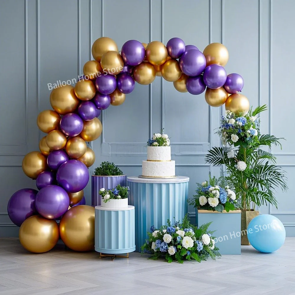 

86pcs Purple Gold Latex Balloon Arch Set for Young Girl Birthday Wedding Gender Reveal Bachelorette Party Family Reunion Decor