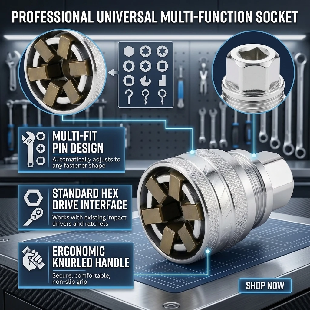 10-19mm Universal Adjustable Socket Wrench Compatible with Electric Drill Ratchet Multi-Purpose Magic Socket Tool