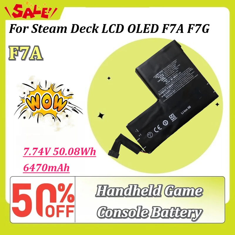 

High-Capacity F7A 2 ICP7/48/36 ICP7/57/80 7.74V 6470mAh 50.08Wh Handheld Game Console Battery for Steam Deck LCD OLED F7A F7G