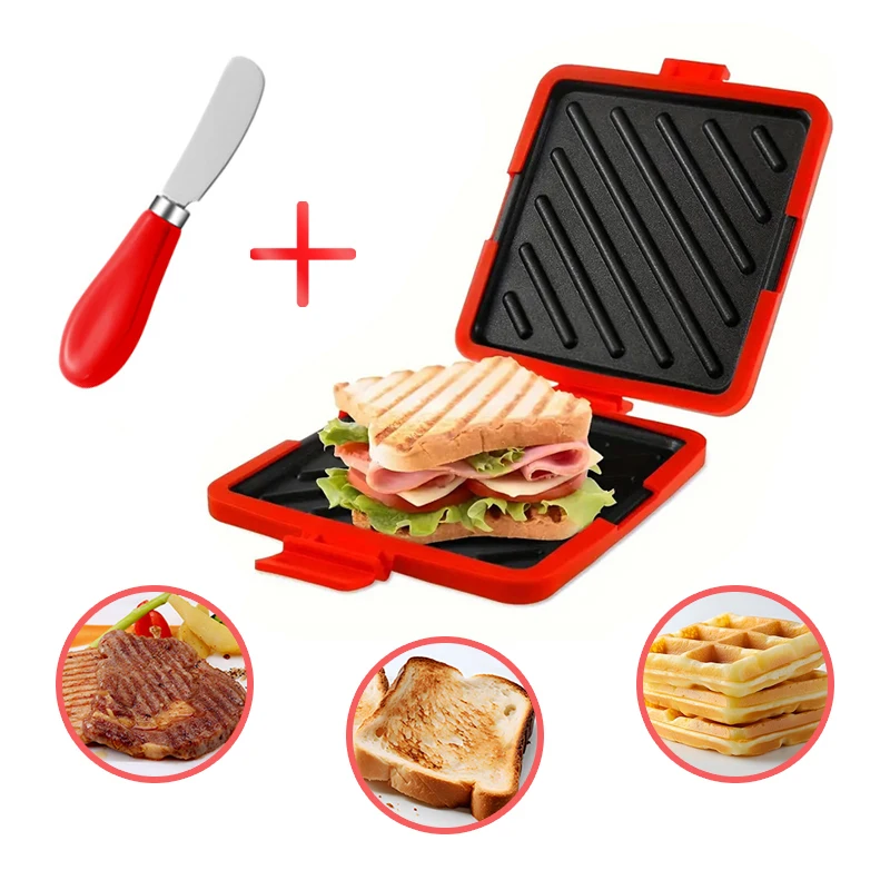 Multifunctional Silicone Baking Tray for Kitchen Fast Heating Microwave Oven Toaster Sandwich Tray Non-Stick Easy Clean