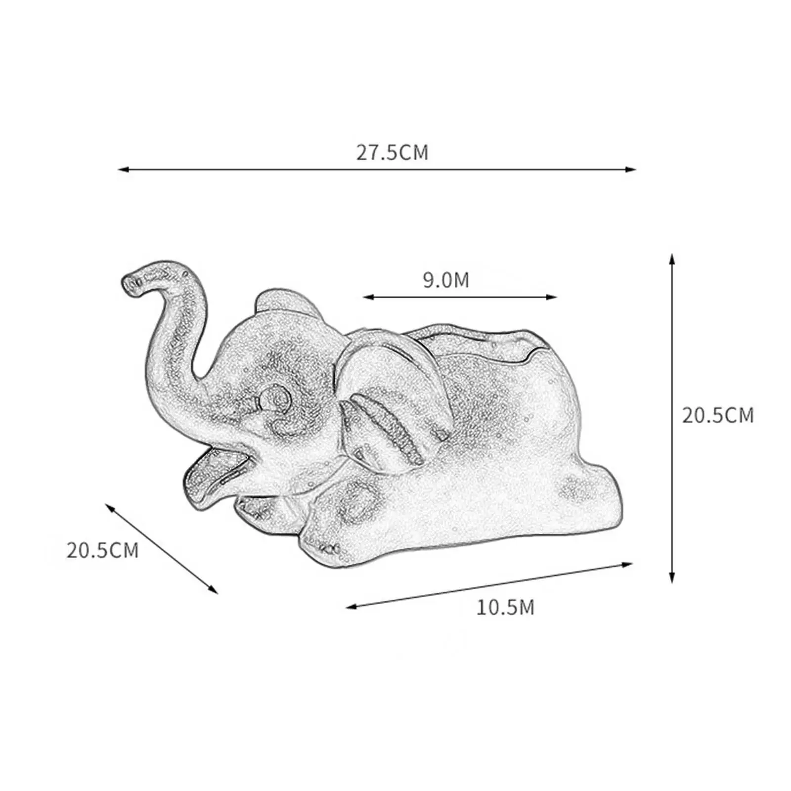Fish Tank Decoration Green Plant Container Flowing Water Ornament Planter Elephant Statue for Study Room Office Living Room