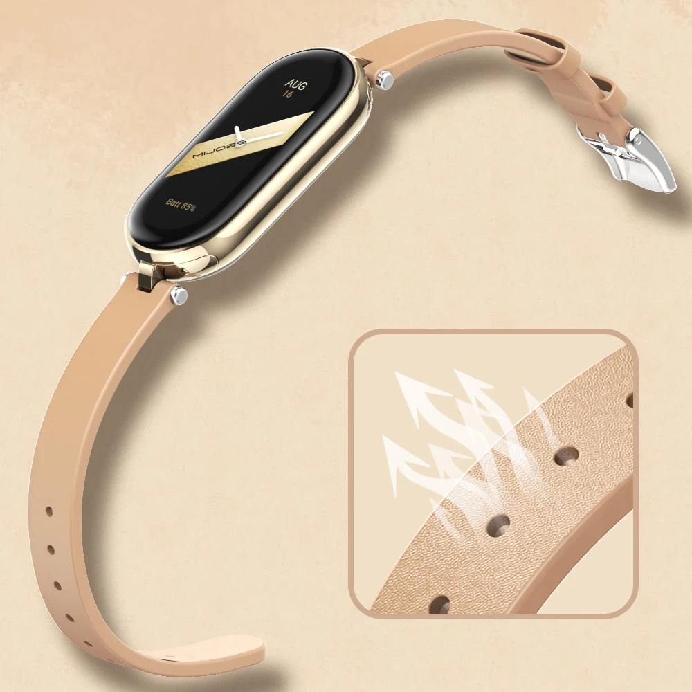 Strap for Mi Band 10 9 8 7 6 5 Ladies Watchband for Xiaomi Smart Band 8 Wristband for Mi Band 7 PU Leather Strap Mi Band 6