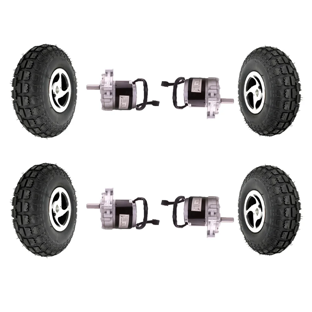 

4WD Electric Four Drive Motor With 9" 10" Wheel Kit 75-160RPM 24V Brushed Gear DC Motor for Electrical 4X4 Lawn Mower Trolley
