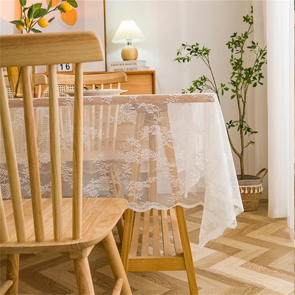 Rustic Wedding White Lace Tablecloth Vintage Embroidered Reception Table Cloth Decor Boho Party Valentine\'s Day Tablecloth