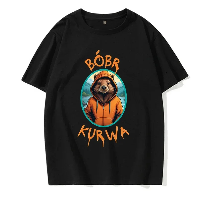 Funny Kurwa Bober Mange T Shirt 90s Cartoon Bobr Kurwa Grunge Tshirt Harajuku Y2k Tees Tops Men Fashion EU Szie T-shirt Clothes