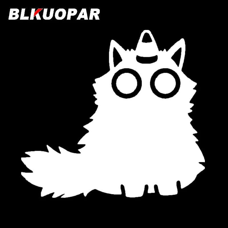 BLKUOPAR Fluffy Cat with Corn Horn Halloween Graphics Car Stickers Waterproof Vinyl Decal Personality Windows ATV Car Goods