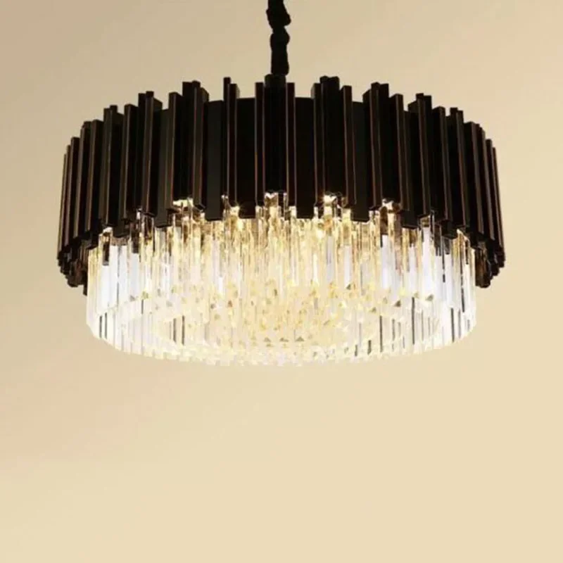 

Modern Round luxury chandeliers fashion living room minimalist style black artist and restaurant crystal chandelier lamp Villa