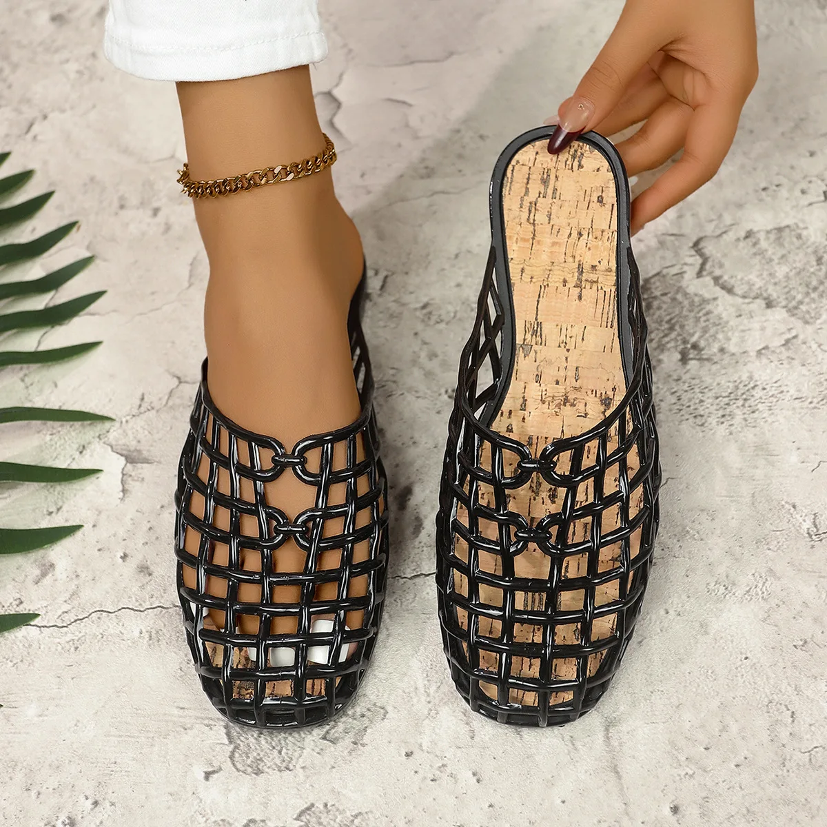 

2025 New Women Fashion Slippers Summer Platform Shoes Soft PVC Slip-on Sandals Breathable Cut-out Ladies Beach Street Slides