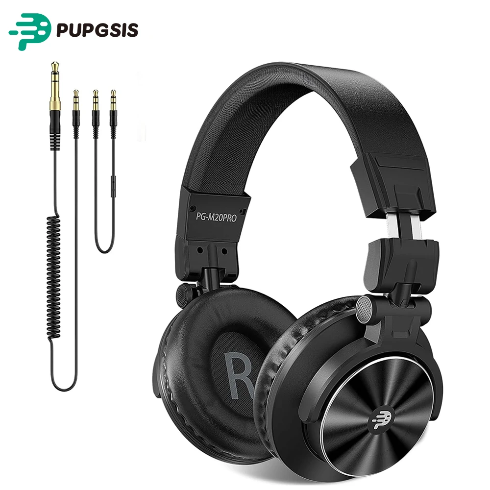Audífonos Supraaurales con Cable PUPGSIS: Audífonos de Monitoreo de Estudio - Audífonos Estéreo Profesionales de Alta Resolución de 40 kHz para DJ - 1/4 a 3.5 mm